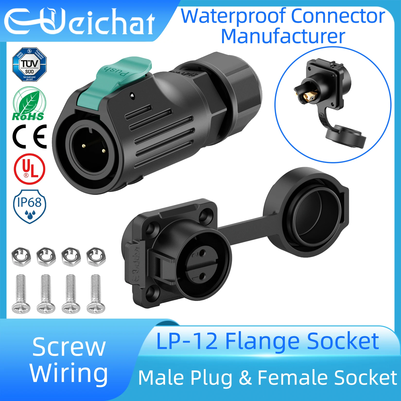 Винтовой водонепроницаемый адаптер питания LP12, промышленный круглый авиационный электрический разъем IP68 M12, 2-8-контактная фланцевая розетка
Винтовой водонепроницаемый адаптер питания LP12, промышленный круглый авиационный электрический разъем IP68 M12, 2-8-контактная фланцевая розетка