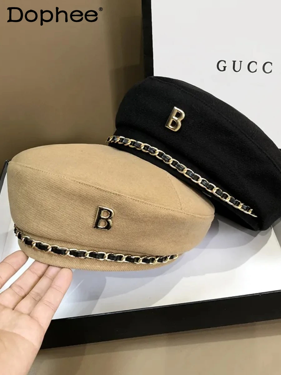 Heavy Industry Chain Letter B Beret Hat Women 2022 New Spring Autumn and Winter Hat British Wild Korean Street Bud Warm Caps
Heavy Industry Chain Letter B Beret Hat Women 2022 New Spring Autumn and Winter Hat British Wild Korean Street Bud Warm Caps