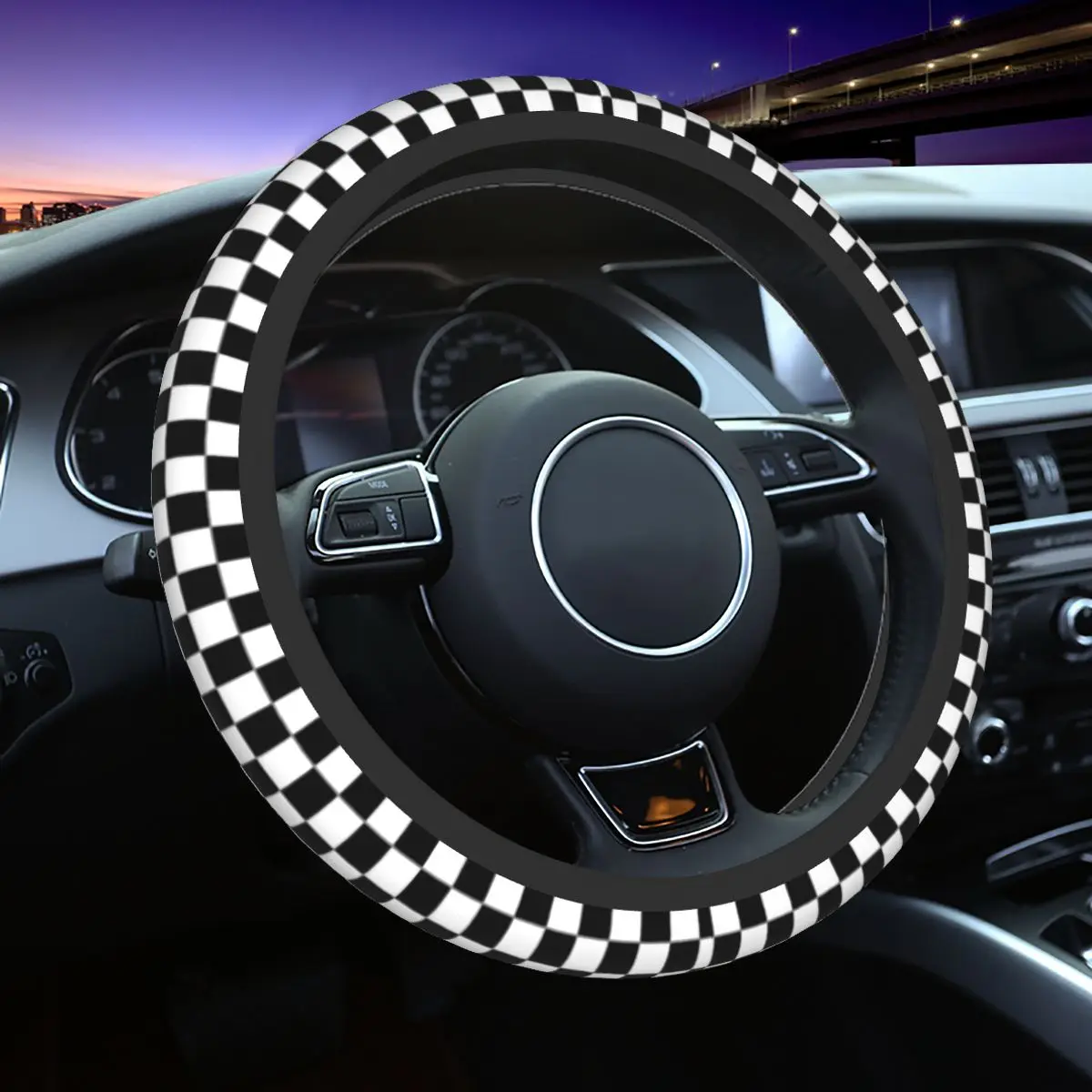 Checkerboard Car Steering Wheel Cover 38cm Non-slip Auto Steering Wheel Protector Fashion Auto Decoration Car Accessories
Checkerboard Car Steering Wheel Cover 38cm Non-slip Auto Steering Wheel Protector Fashion Auto Decoration Car Accessories