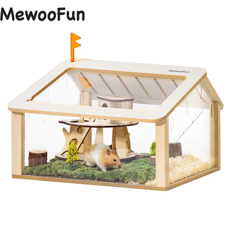 MEWOOFUN Wooden Hamster Cage Small Animal Cage Acrylic Hamster Cage with House Pet Bed Pets Supplier
MEWOOFUN Wooden Hamster Cage Small Animal Cage Acrylic Hamster Cage with House Pet Bed Pets Supplier