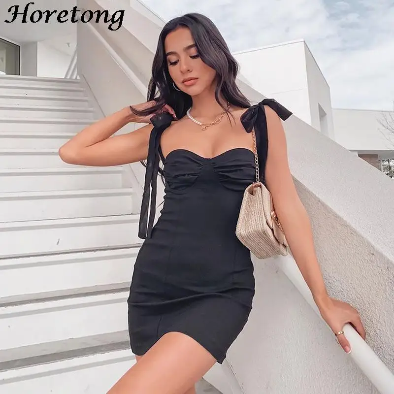 Horetong Summer Lace Up Mini Dress New Women Sleeveless Bandage Sexy Dresses Female Slim Off-Shoulder Clubwear Vestidos 2022
Horetong Summer Lace Up Mini Dress New Women Sleeveless Bandage Sexy Dresses Female Slim Off-Shoulder Clubwear Vestidos 2022