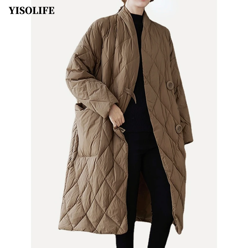 YISOLIFE Women's Winter Loose Padded Coats V-Neck Mid-length Jackets Lightweight Jackets Soft Quilted Coats with Buttons
YISOLIFE Women's Winter Loose Padded Coats V-Neck Mid-length Jackets Lightweight Jackets Soft Quilted Coats with Buttons