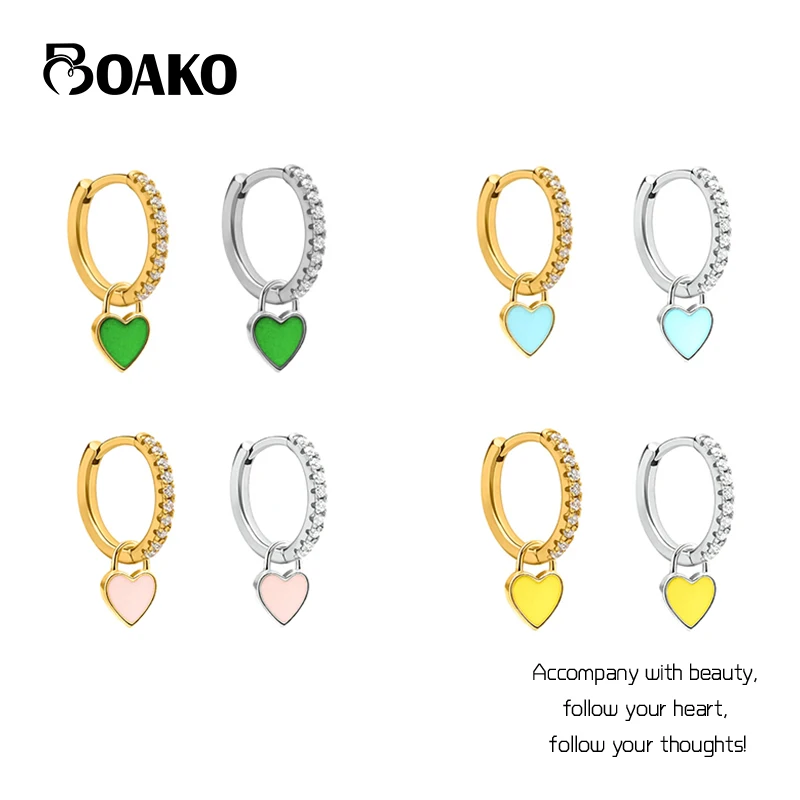 Женские Висячие серьги BOAKO, из стерлингового серебра 925 пробы, с масляным сердечком, петлевые серьги с цирконием, Ювелирное Украшение на пода...
Женские Висячие серьги BOAKO, из стерлингового серебра 925 пробы, с масляным сердечком, петлевые серьги с цирконием, Ювелирное Украшение на пода...