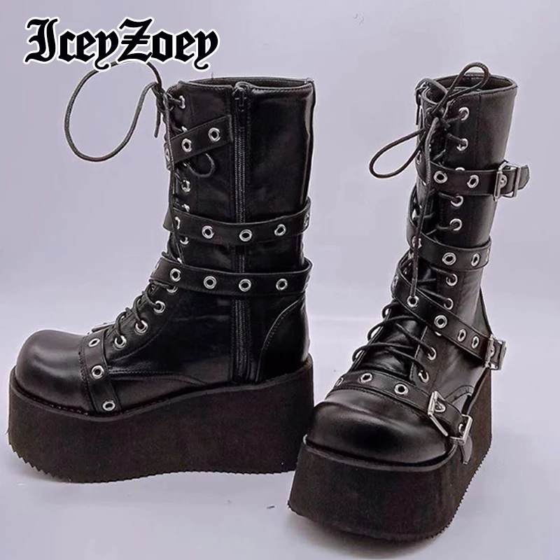 Женские короткие ботинки IceyZoey, большие размеры 35-43, обувь на платформе с заклепками и ремешком, женская зимняя Клубная обувь в готическом ст...
Женские короткие ботинки IceyZoey, большие размеры 35-43, обувь на платформе с заклепками и ремешком, женская зимняя Клубная обувь в готическом ст...
