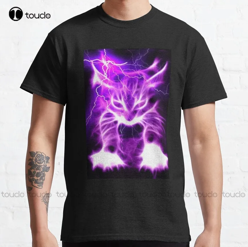 

Cat Lightning Classic T-Shirt T-Shirts For Men Graphic Cotton Outdoor Simple Vintag Casual T-Shirt Gd Hip Hop Xs-5Xl New Popular