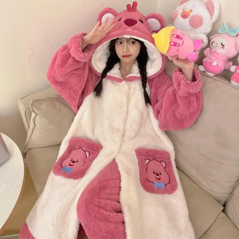 New Kawaii Cute Loopy Night-Robe Coral Velvet Thickening Pajamas Warm Comfortable Suit Cute Girl Birthday Gift For Girlfriend
New Kawaii Cute Loopy Night-Robe Coral Velvet Thickening Pajamas Warm Comfortable Suit Cute Girl Birthday Gift For Girlfriend