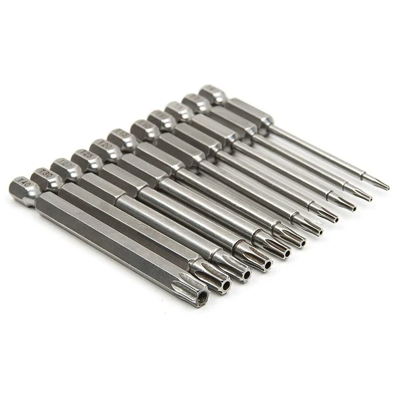 11 Pcs Magnetic T6-T40 Torx Head Screwdriver Bit Set Star 6 Point Screwdriver Drill Bits Tools 3 Inch Length
11 Pcs Magnetic T6-T40 Torx Head Screwdriver Bit Set Star 6 Point Screwdriver Drill Bits Tools 3 Inch Length