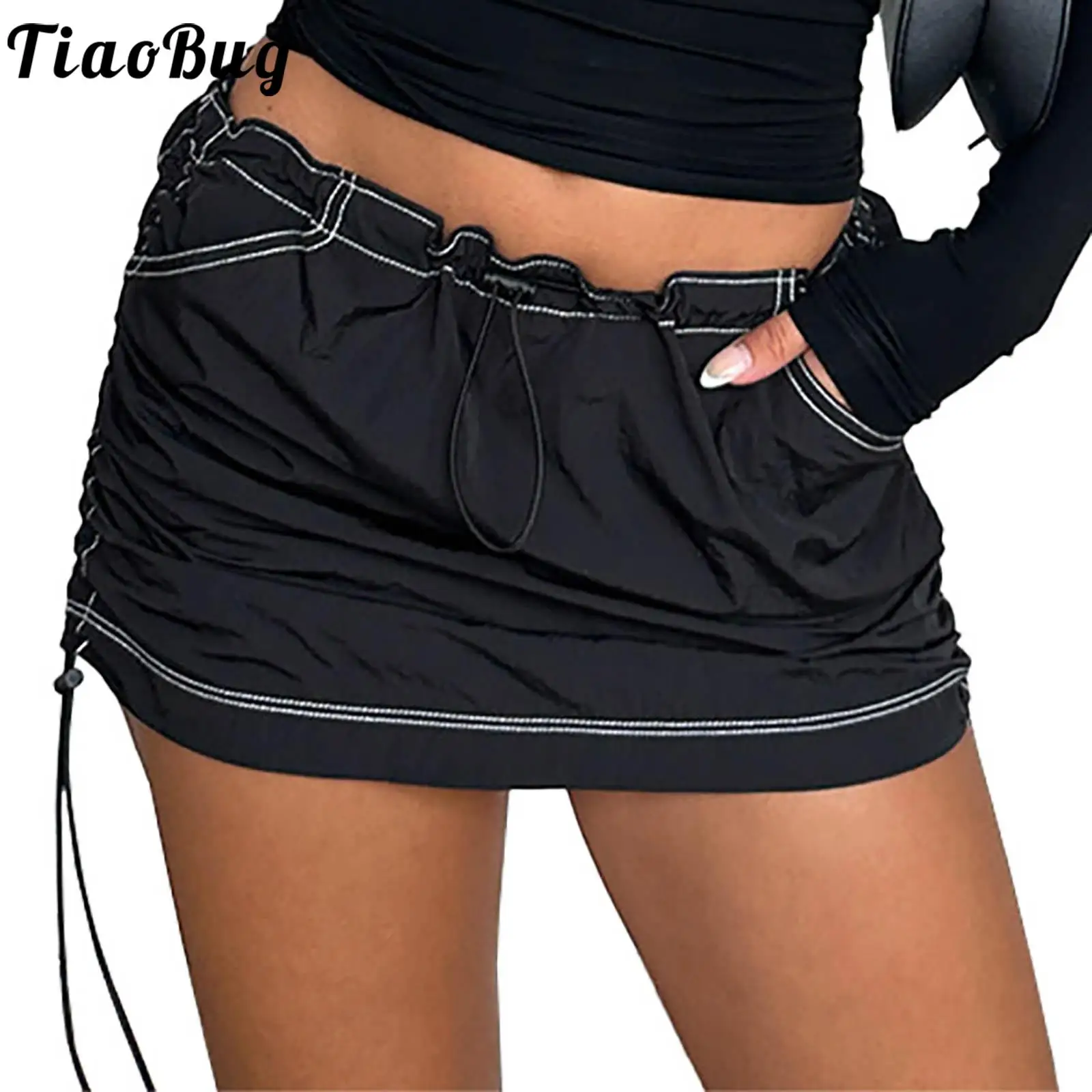 Ladies Solid Short Skirts Summer Women's Elastic Waist Drawstring Pockets High Waist Overalls A-line Skirts Casual Streetwear
Ladies Solid Short Skirts Summer Women's Elastic Waist Drawstring Pockets High Waist Overalls A-line Skirts Casual Streetwear