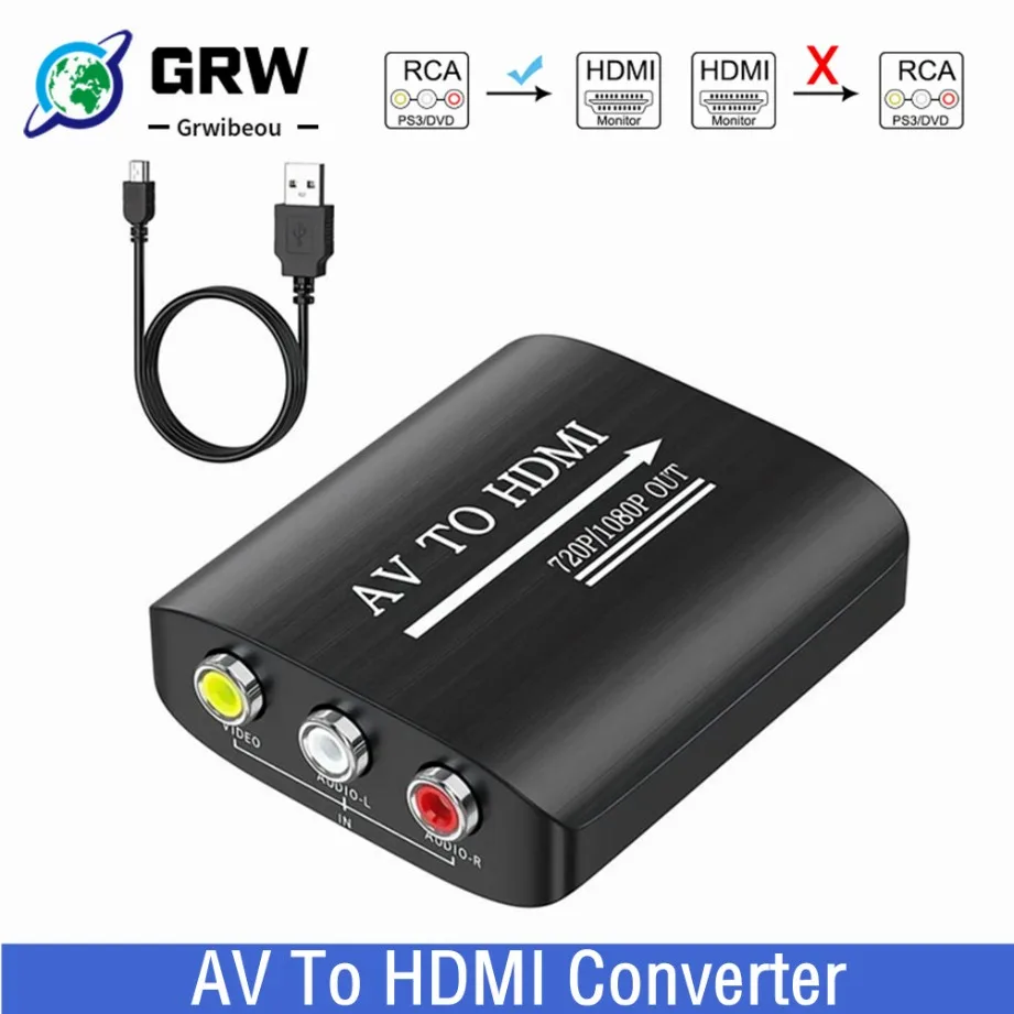 Grwibeou RCA To HDMI-Compatible Converter Box HD 720P/1080P AV to HDMI-compatible Adapter For Projector Set Top Box DVD To HDTV
Grwibeou RCA To HDMI-Compatible Converter Box HD 720P/1080P AV to HDMI-compatible Adapter For Projector Set Top Box DVD To HDTV