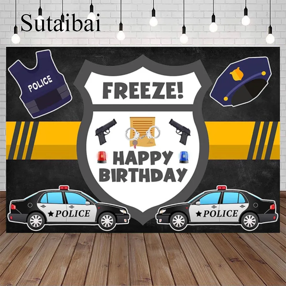 Police Theme Backdrop Boy Freeze Birthday Party Banner Cars Handcuffs Interpol Photography Background Mural Poster Decoration
Police Theme Backdrop Boy Freeze Birthday Party Banner Cars Handcuffs Interpol Photography Background Mural Poster Decoration