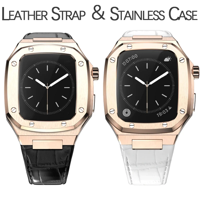 Luxury Modification Kit Watchband Case for Apple Watch 7 45mm 44mm Stainlee Steel Case Leather Strap for Series Iwatch 6 5 4 SE
Luxury Modification Kit Watchband Case for Apple Watch 7 45mm 44mm Stainlee Steel Case Leather Strap for Series Iwatch 6 5 4 SE