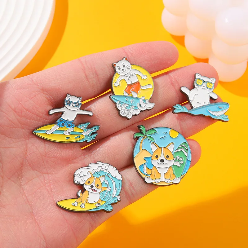 Fashion Cat Dog Animal Surf Enamel Brooch Cute Backpack Metal Badge Denim Jacket Jeans Lapel Pin Women Clothing Accessorie
Fashion Cat Dog Animal Surf Enamel Brooch Cute Backpack Metal Badge Denim Jacket Jeans Lapel Pin Women Clothing Accessorie