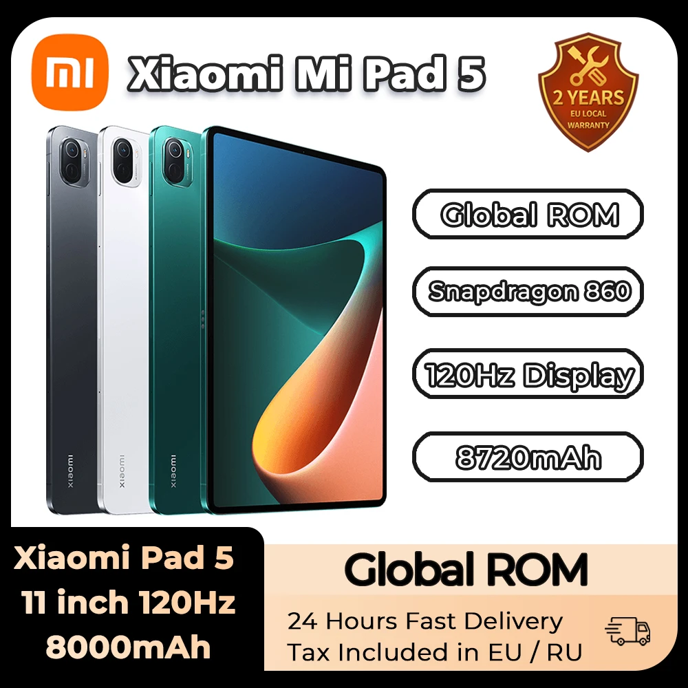 

Global Rom XIAOMI Tablet Pad 5 Android 11 MIUI 12.5 Snapdragon 860 6GB+128/256GB 120HZ 2.5K 11inch LCD Screen Mi Tablet 5