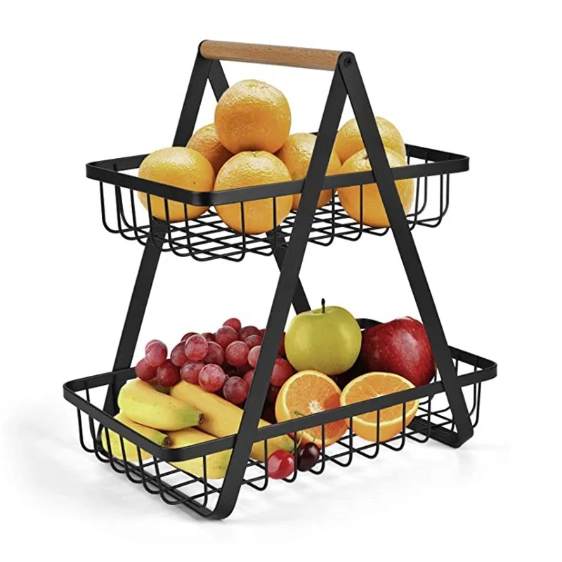 2-Tier Metal Fruit Basket Kitchen Detachable Fruit Holder Wooden Handle Shelf Rack for Vegetables Household Cosmetic Toiletries
2-Tier Metal Fruit Basket Kitchen Detachable Fruit Holder Wooden Handle Shelf Rack for Vegetables Household Cosmetic Toiletries