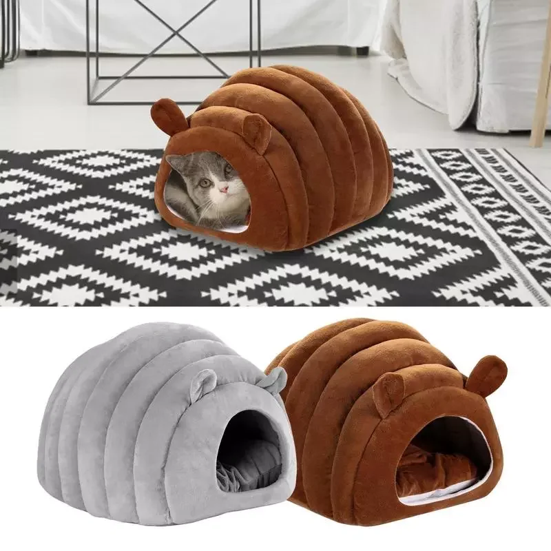 

Soft Cat Tent Bed With Caterpillar Shape Winter Comfortable Cat Bed Keep Warm Covered Cat House For Puppy Cat And Rabbit