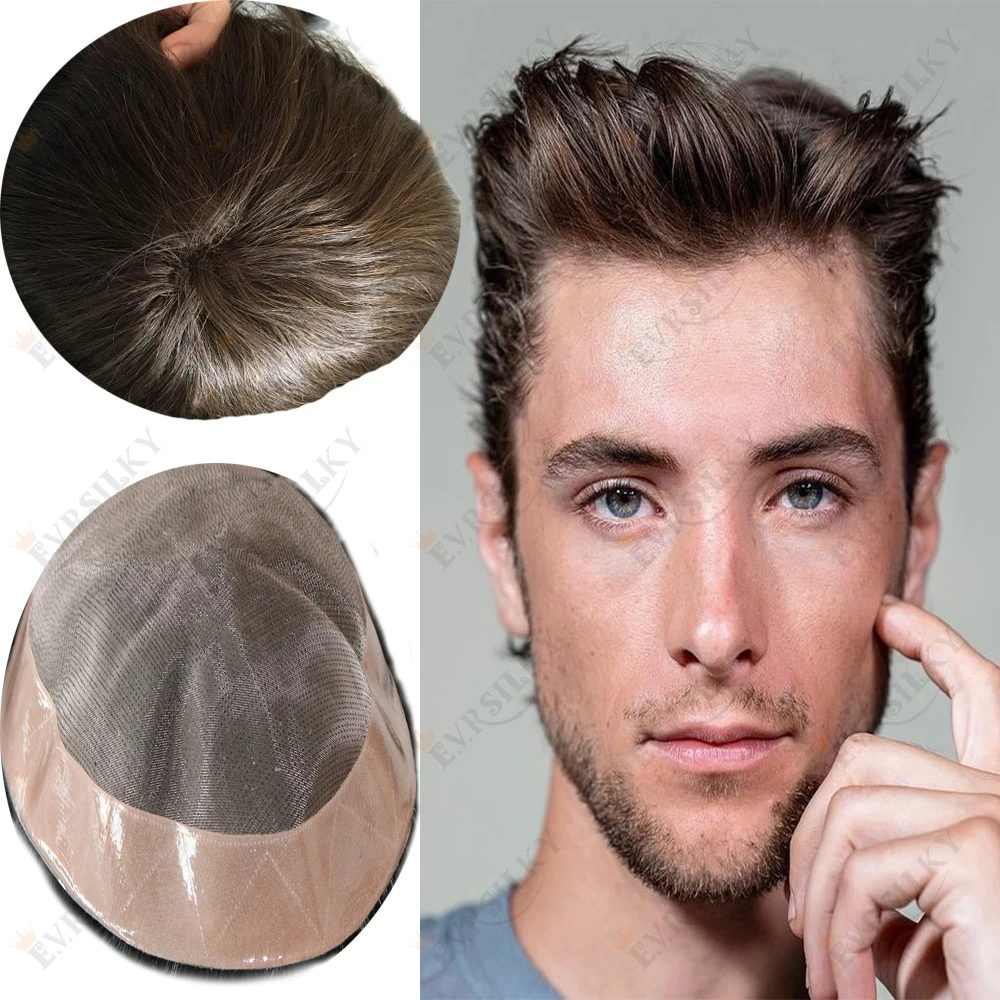 #4 Brown Natural Human Hair Unit Replacement System Mono Lace Base With Pu For Men Toupee Mens Capillary Hair Prosthesis Black
#4 Brown Natural Human Hair Unit Replacement System Mono Lace Base With Pu For Men Toupee Mens Capillary Hair Prosthesis Black