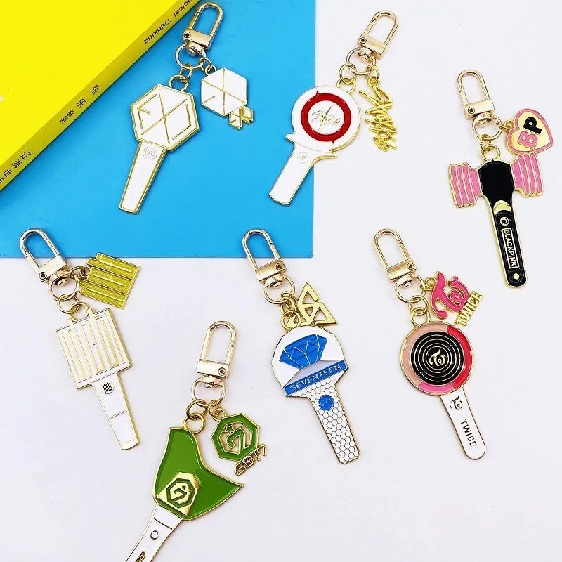 

Kpop Black Pink Keychain Got7 Stray Kids Twice EXO Mental LightStick Key Chain Pendant Bag Key Rings Fans Gift Accessories