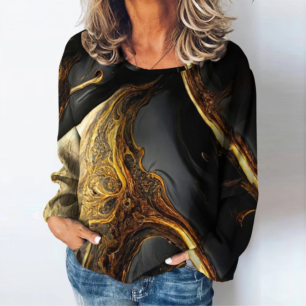 Women's Long Sleeve O-Neck Graphic T-shirt Casual Tops Black Gold Style Multicolor Autumn Winter Luxury Female 3D Printed
Women's Long Sleeve O-Neck Graphic T-shirt Casual Tops Black Gold Style Multicolor Autumn Winter Luxury Female 3D Printed
