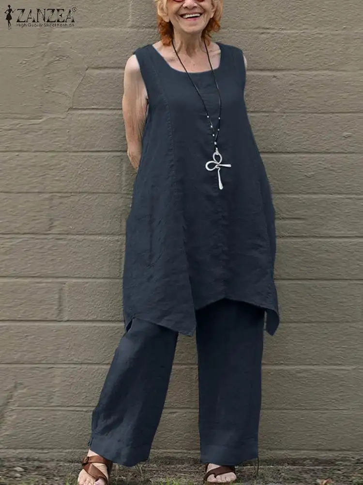 Stylish Women Urban Tracksuit Summer Outifits 2PCS Solid Matching Sets ZANZEA Vintage Sleeveless Tops Pants Sets Loose Trouser
Stylish Women Urban Tracksuit Summer Outifits 2PCS Solid Matching Sets ZANZEA Vintage Sleeveless Tops Pants Sets Loose Trouser