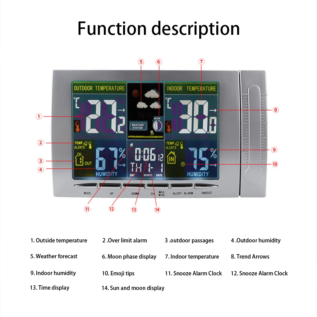 Thermometer Portable Precise Hygrometer Indoor Outdoor Bedroom Living Room Kitchen Office Humidity Meter Clock
Thermometer Portable Precise Hygrometer Indoor Outdoor Bedroom Living Room Kitchen Office Humidity Meter Clock