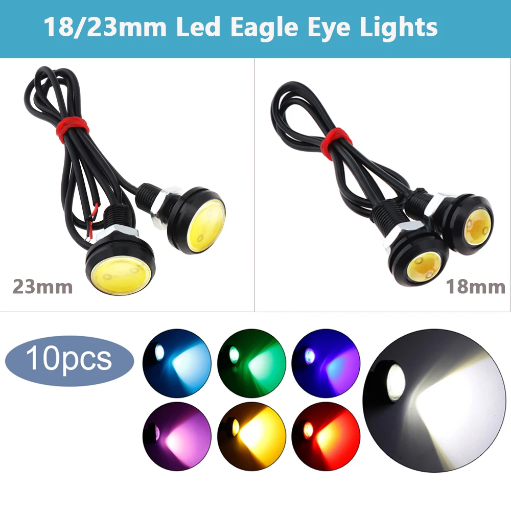 

10pcs 18mm 23mm Car Eagle Eye DRL High Power SMD Daytime Running Light Car Fog Bulb Reverse Backup Parking Turn Signal Lamps