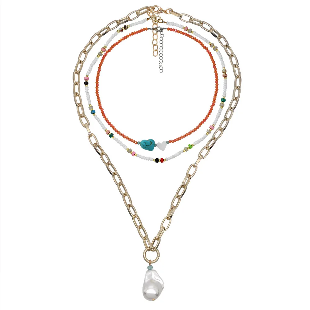 Fashion Easy Match 3 Layers Necklaces Delicate Beads Natural Stone Jewellery Layered Heart Pearl Pendant Choker Collier
Fashion Easy Match 3 Layers Necklaces Delicate Beads Natural Stone Jewellery Layered Heart Pearl Pendant Choker Collier
