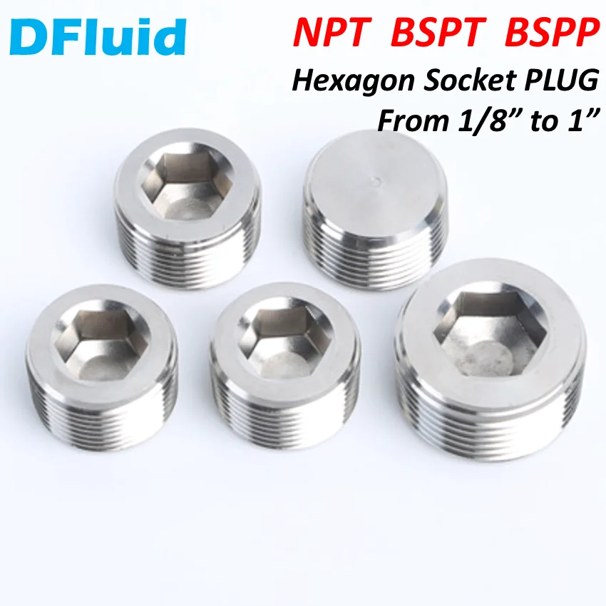 1 pcs 316L NPT Hexagon Socket PLUG BSPT RC ISO7/1 BSPP G ISO228/1 Thread Pipe Fitting PLUG 1/4 3/8 1/2 inch 304 Stainless Steel
1 pcs 316L NPT Hexagon Socket PLUG BSPT RC ISO7/1 BSPP G ISO228/1 Thread Pipe Fitting PLUG 1/4 3/8 1/2 inch 304 Stainless Steel