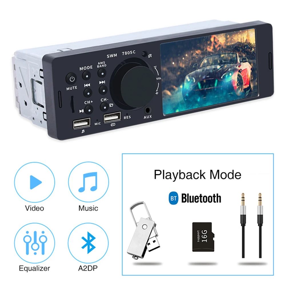 Автомобильный MP5-плеер с экраном 4,1 дюйма HD, радио, стерео, FM, WMA, Bluetooth, In-Dash 7805, Встроенный AUX, высокое качество
Автомобильный MP5-плеер с экраном 4,1 дюйма HD, радио, стерео, FM, WMA, Bluetooth, In-Dash 7805, Встроенный AUX, высокое качество