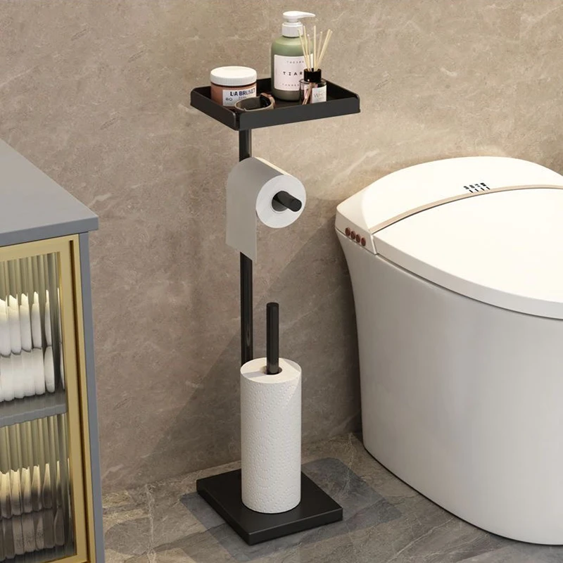 

Toilet Paper Holder Rack Free Standing with Storage Roll Paper Holder Floor Stand Tissue Toilet Paper Holder Brushed Bathroom