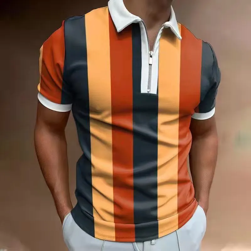 Men's Short-sleeved Polo, quilted lapel T-shirt, Zipper design, Elegant, casual, plaid, Pullover, Summer 2022
Men's Short-sleeved Polo, quilted lapel T-shirt, Zipper design, Elegant, casual, plaid, Pullover, Summer 2022