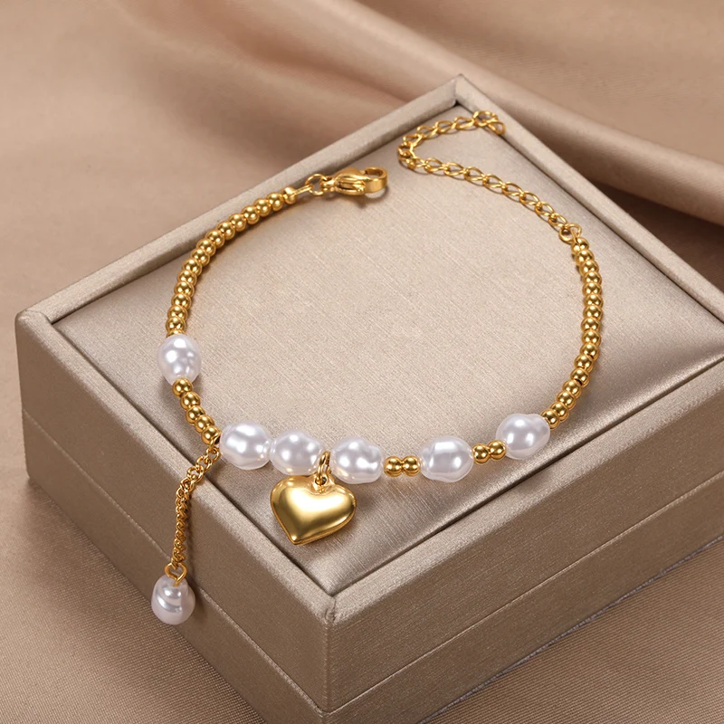 Trending Products Bracelet For Women Ladies Cute Elegant Heart Pendant Stainless Steel Chain With Pearl Bracelet Charm Jewelry
Trending Products Bracelet For Women Ladies Cute Elegant Heart Pendant Stainless Steel Chain With Pearl Bracelet Charm Jewelry