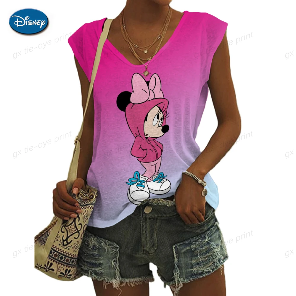 Майка женская летняя с V-образным вырезом и принтом Минни и Микки
Майка женская летняя с V-образным вырезом и принтом Минни и Микки