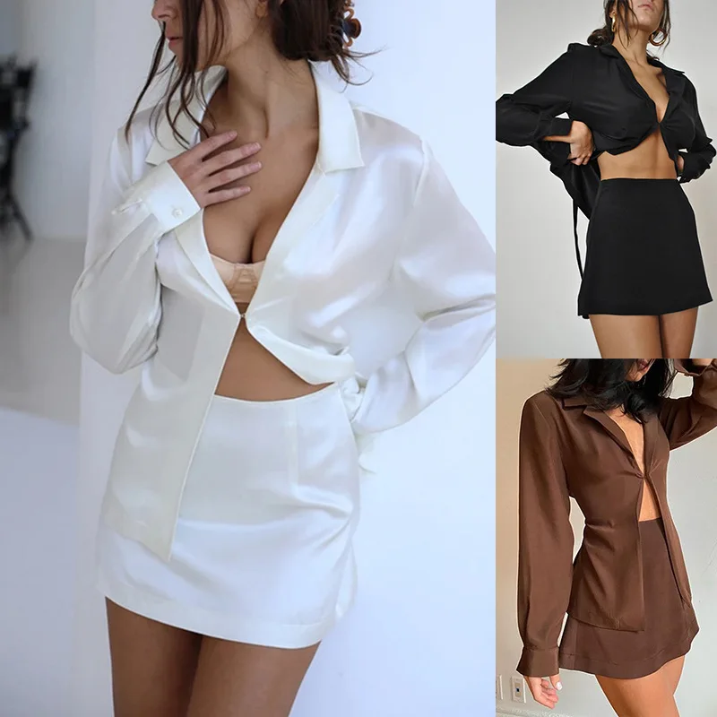 2023 Spring and Summer Women's Fashion Personality Solid Collar Button Top Hip Wrap Short Skirt Temperament Commuter Set
2023 Spring and Summer Women's Fashion Personality Solid Collar Button Top Hip Wrap Short Skirt Temperament Commuter Set