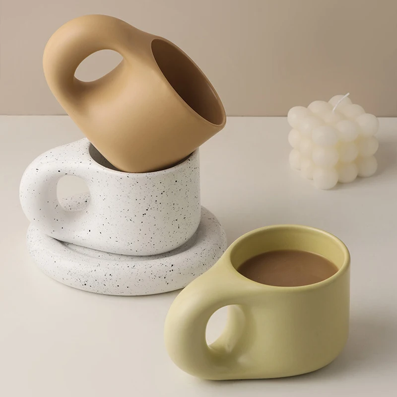 300ml Creative Handmade Fat Handle Mug Oval Plate Personalized Ceramic Cup Saucer For Coffee Tea Milk Cake Nordic Home Decor
300ml Creative Handmade Fat Handle Mug Oval Plate Personalized Ceramic Cup Saucer For Coffee Tea Milk Cake Nordic Home Decor