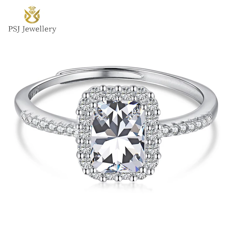 PSJ Fine Jewelry 5A 1 Carat Radiant Cut Cubic Zircon Rhodium Plated Adjustable 925 Sterling Silver Rings for Women
PSJ Fine Jewelry 5A 1 Carat Radiant Cut Cubic Zircon Rhodium Plated Adjustable 925 Sterling Silver Rings for Women