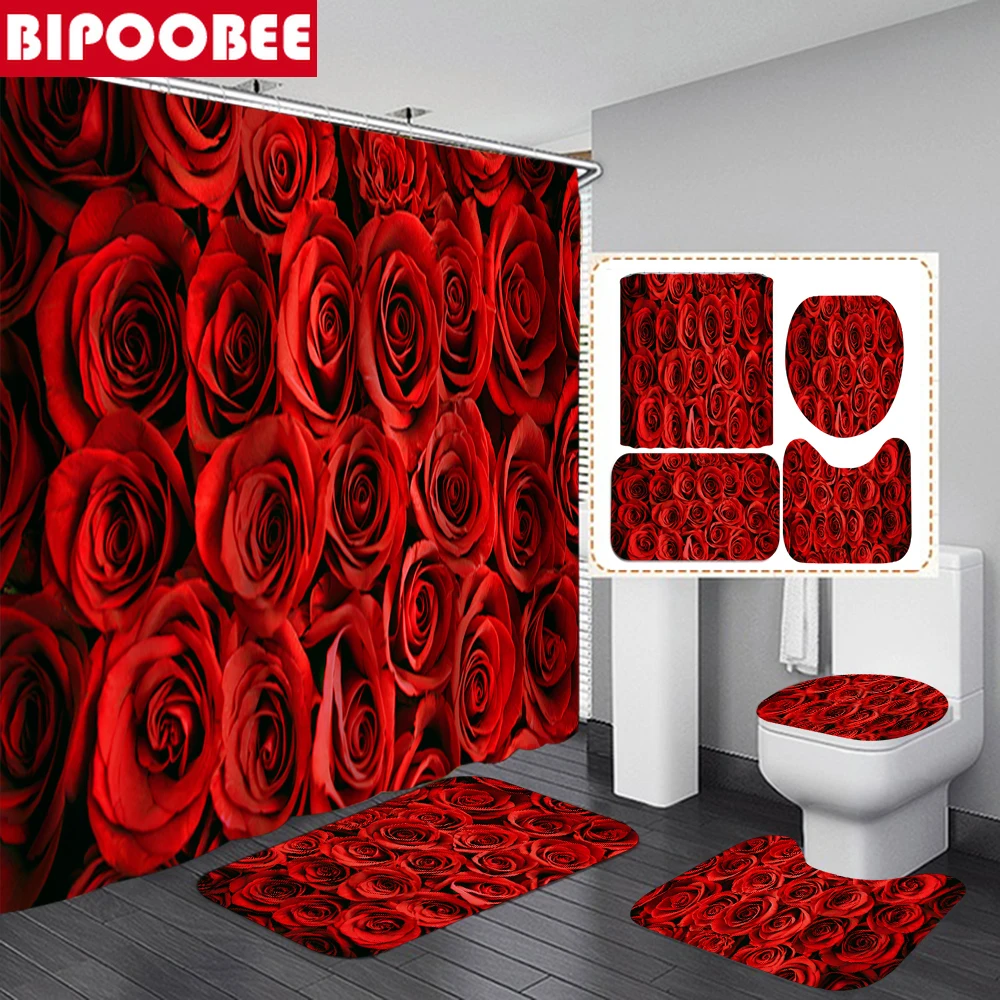 Red Roses Flowers Print Shower Curtain Set Bathroom Decor Waterproof Fabric Bathtub Curtains Bath Mat Non-slip Rug Toilet Cover
Red Roses Flowers Print Shower Curtain Set Bathroom Decor Waterproof Fabric Bathtub Curtains Bath Mat Non-slip Rug Toilet Cover