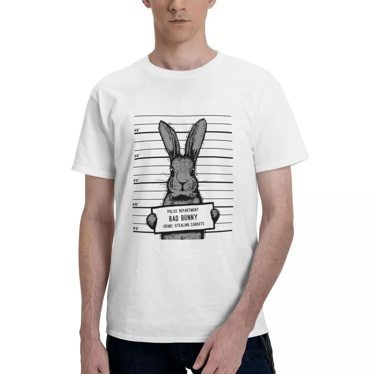 Bad Bunny Mug Shot Humorous Graphic Tee Men's Basic Short Sleeve T-Shirt Funny Tops
Bad Bunny Mug Shot Humorous Graphic Tee Men's Basic Short Sleeve T-Shirt Funny Tops