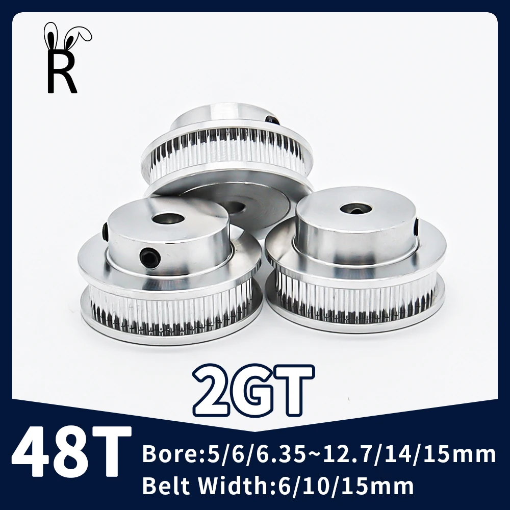 

2GT Timing Pulley 48T Teeth Synchronous Wheel Bore 5/6/6.35~12.7/14/15mm Teeth Belt Width 6/10/15mm GT2 Pulley 3D Printer Parts