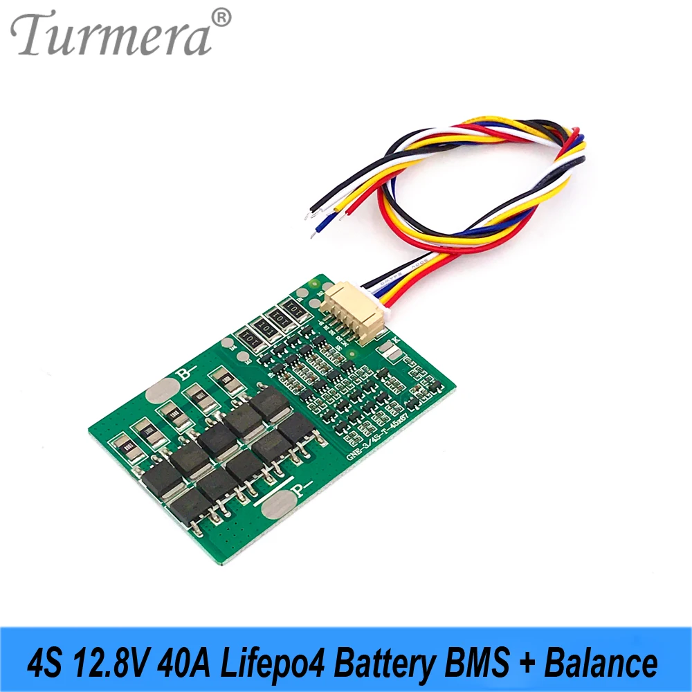 Turmera 4S 12.8V 40A BMS Lifepo4 Battery Protection Board with Balance for 3.2V 26650 32700 33140 12V Lifepo4 Batteries Pack Use
Turmera 4S 12.8V 40A BMS Lifepo4 Battery Protection Board with Balance for 3.2V 26650 32700 33140 12V Lifepo4 Batteries Pack Use