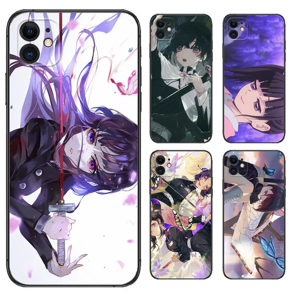

Demon Slayer Kanao Game Anime Phone Case for IPhone 13 12 11 14 Pro Max Mini SE XR X XS Max 8Plus 7plus 6 6S Black Phone Cover