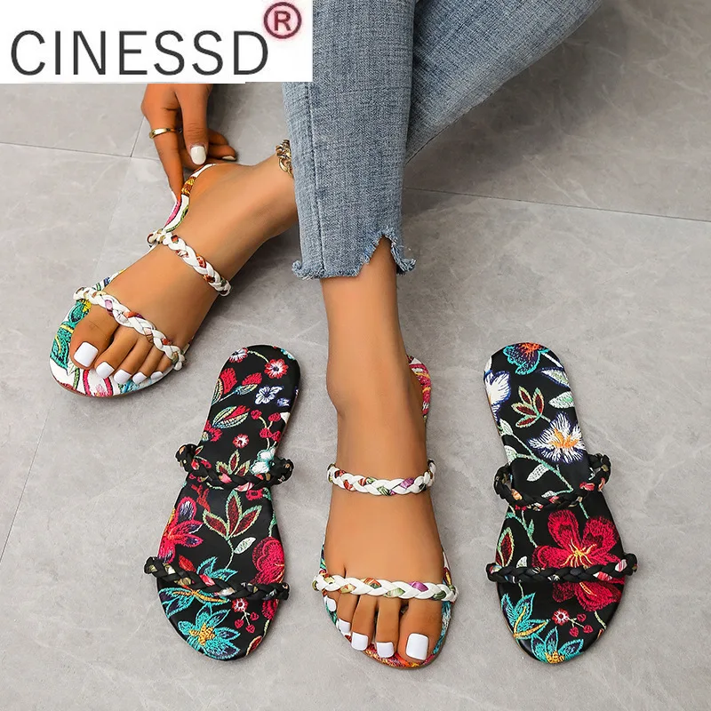 2022 summer new women's shoes sandals and slippers round toe flat bottom woven seaside flower one-word slippers large size
2022 summer new women's shoes sandals and slippers round toe flat bottom woven seaside flower one-word slippers large size