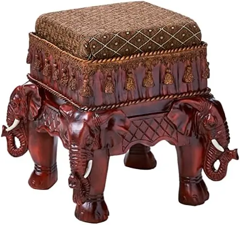 Elephants Indian Decor Upholstered Footstool, 13 Inches Wide, 13 Inches Deep, 13 Inches High, Handcast Polyresin, Wood Tone Fini
Elephants Indian Decor Upholstered Footstool, 13 Inches Wide, 13 Inches Deep, 13 Inches High, Handcast Polyresin, Wood Tone Fini