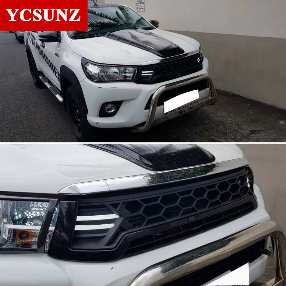 

Racing Grills With LED Light Front Grilles Cover For Toyota Hilux Revo 2015 2016 2017 2018 2019 2020 Car Accessories