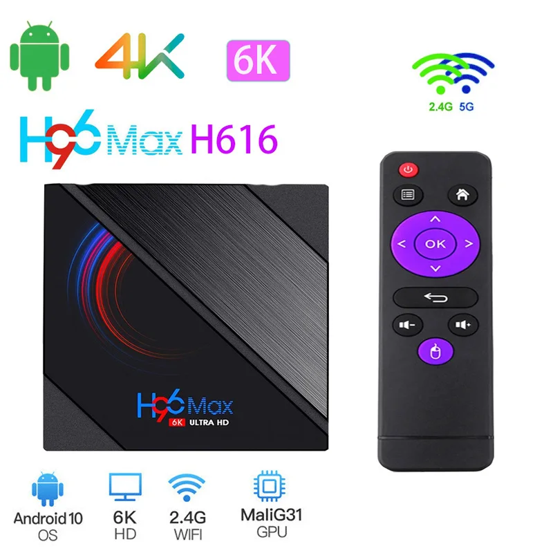 Original H96 H616 Wifi Smart TV Box HD 32GB 64GB 6K STB Voice Assistant PKT95 X96 Max Plus for Android 10.0
Original H96 H616 Wifi Smart TV Box HD 32GB 64GB 6K STB Voice Assistant PKT95 X96 Max Plus for Android 10.0