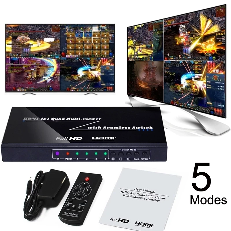 4x1 HDMI мультипросмотр 4-канальный экран разделенный HDMI четырехканальный мультипросмотр бесшовный переключатель видео конвертер 4 изображен...
4x1 HDMI мультипросмотр 4-канальный экран разделенный HDMI четырехканальный мультипросмотр бесшовный переключатель видео конвертер 4 изображен...