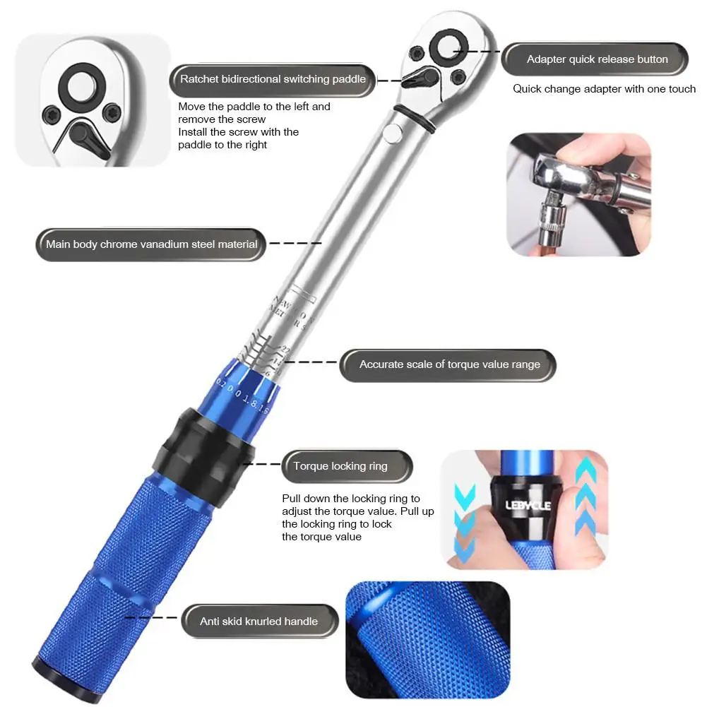 Bicycle Ratchet Torque Wrench Set 2-24nm Torque Preset Adjustable Allen Key Socket Spanner Mountain Bike Cycling Repair Tools
Bicycle Ratchet Torque Wrench Set 2-24nm Torque Preset Adjustable Allen Key Socket Spanner Mountain Bike Cycling Repair Tools