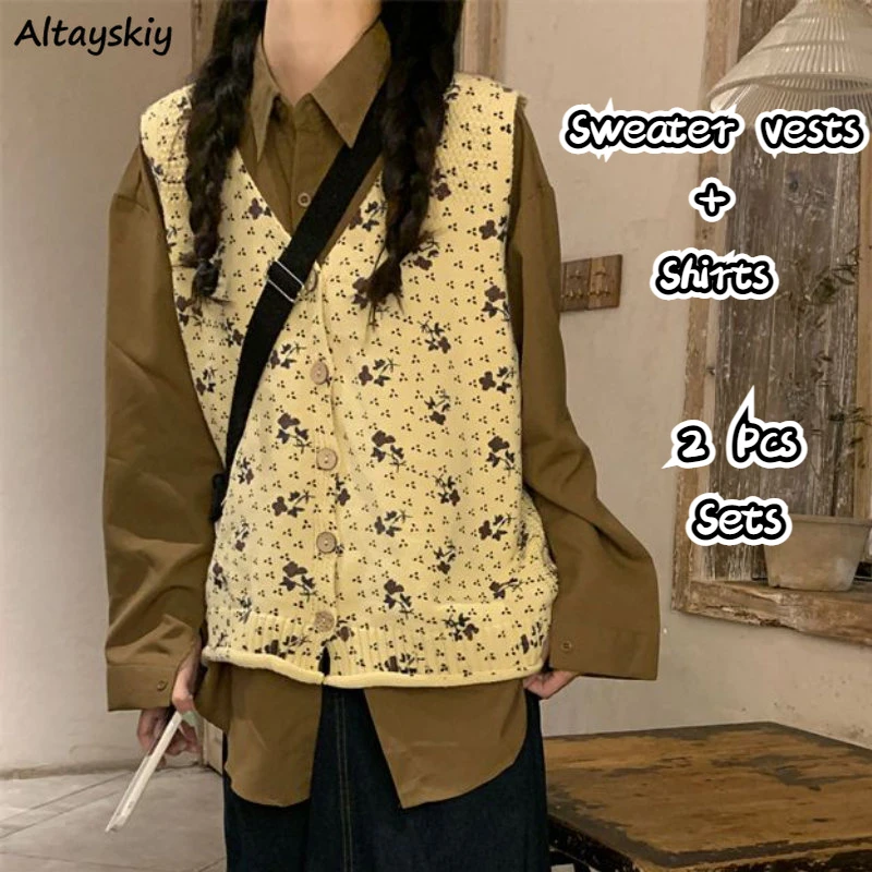 2 Piece Sets Women Causal Elegant Floral Sweater Vests Long Sleeve Shirts Casual Fall Outfits Retro Clothing Korean Fashion Chic
2 Piece Sets Women Causal Elegant Floral Sweater Vests Long Sleeve Shirts Casual Fall Outfits Retro Clothing Korean Fashion Chic