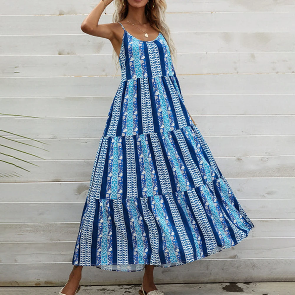 New Summer Long Waist Skirt Women Bohemian Elegant Loose Sling Sleeveless V-neck Suspender Stitching Floral Print Beachwear
New Summer Long Waist Skirt Women Bohemian Elegant Loose Sling Sleeveless V-neck Suspender Stitching Floral Print Beachwear