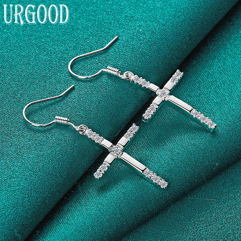 925 Sterling Silver AAA Zircon Cross Pendant Earrings For Women Party Engagement Wedding Fashion Jewelry Gift
925 Sterling Silver AAA Zircon Cross Pendant Earrings For Women Party Engagement Wedding Fashion Jewelry Gift