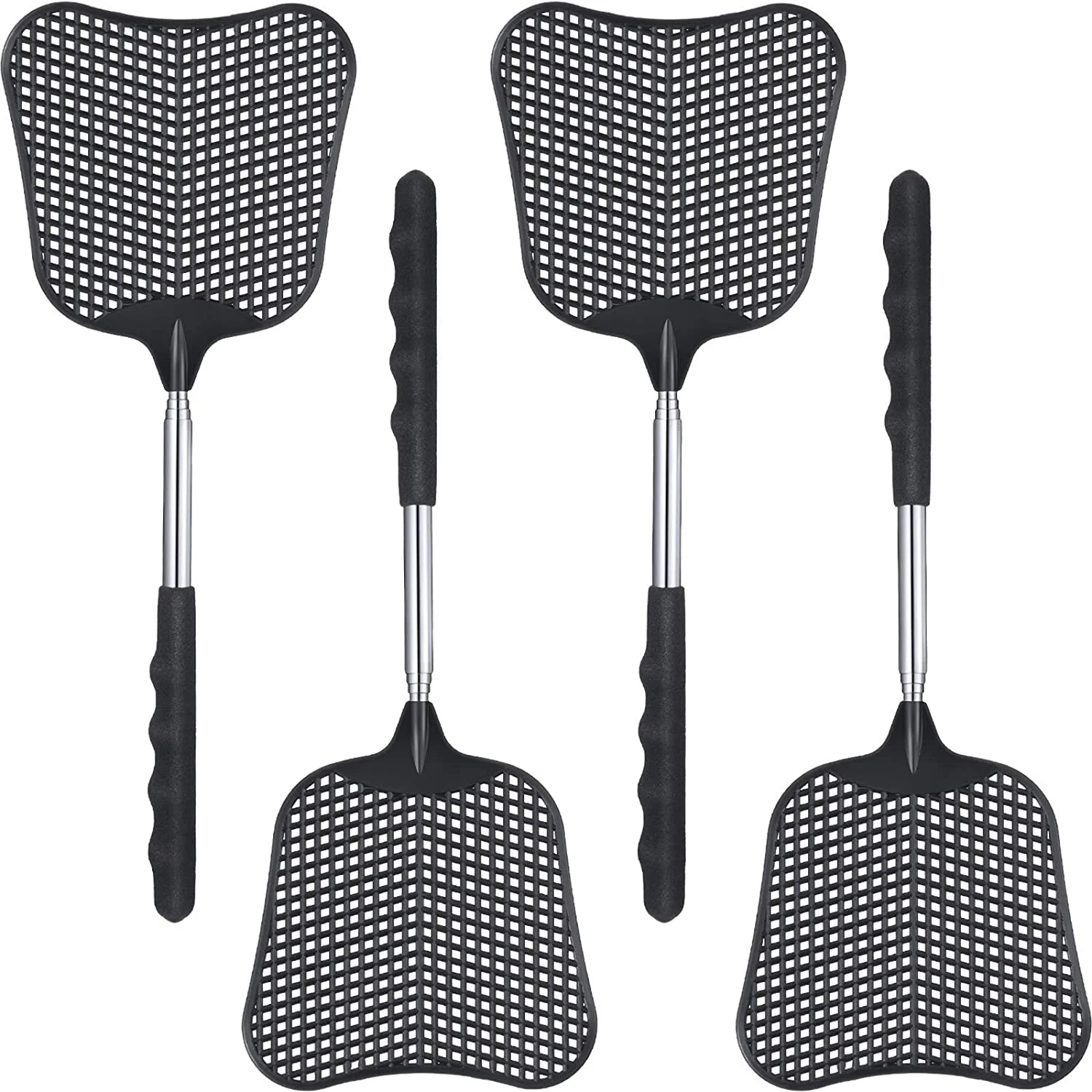4 Pieces Plastic Fly Swatters Telescopic Handle Swatters Black Fly Swatters with Stainless Steel Handle
4 Pieces Plastic Fly Swatters Telescopic Handle Swatters Black Fly Swatters with Stainless Steel Handle